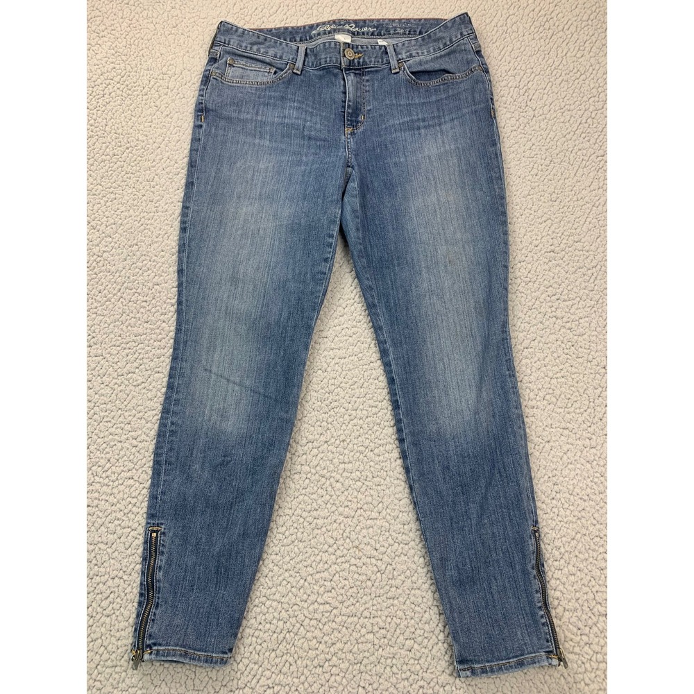 Eddie Bauer Jeans Womens 10 Blue Medium Wash Slightly Curvy Skinny Ankle Zip